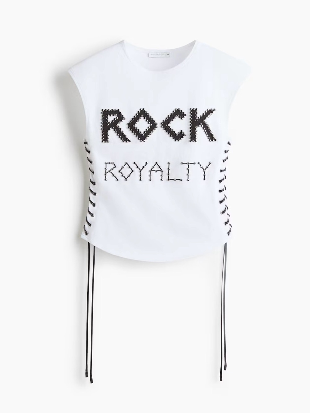 Stella McCartney H&M Rock Royalty Lace-Up White Graphic Top